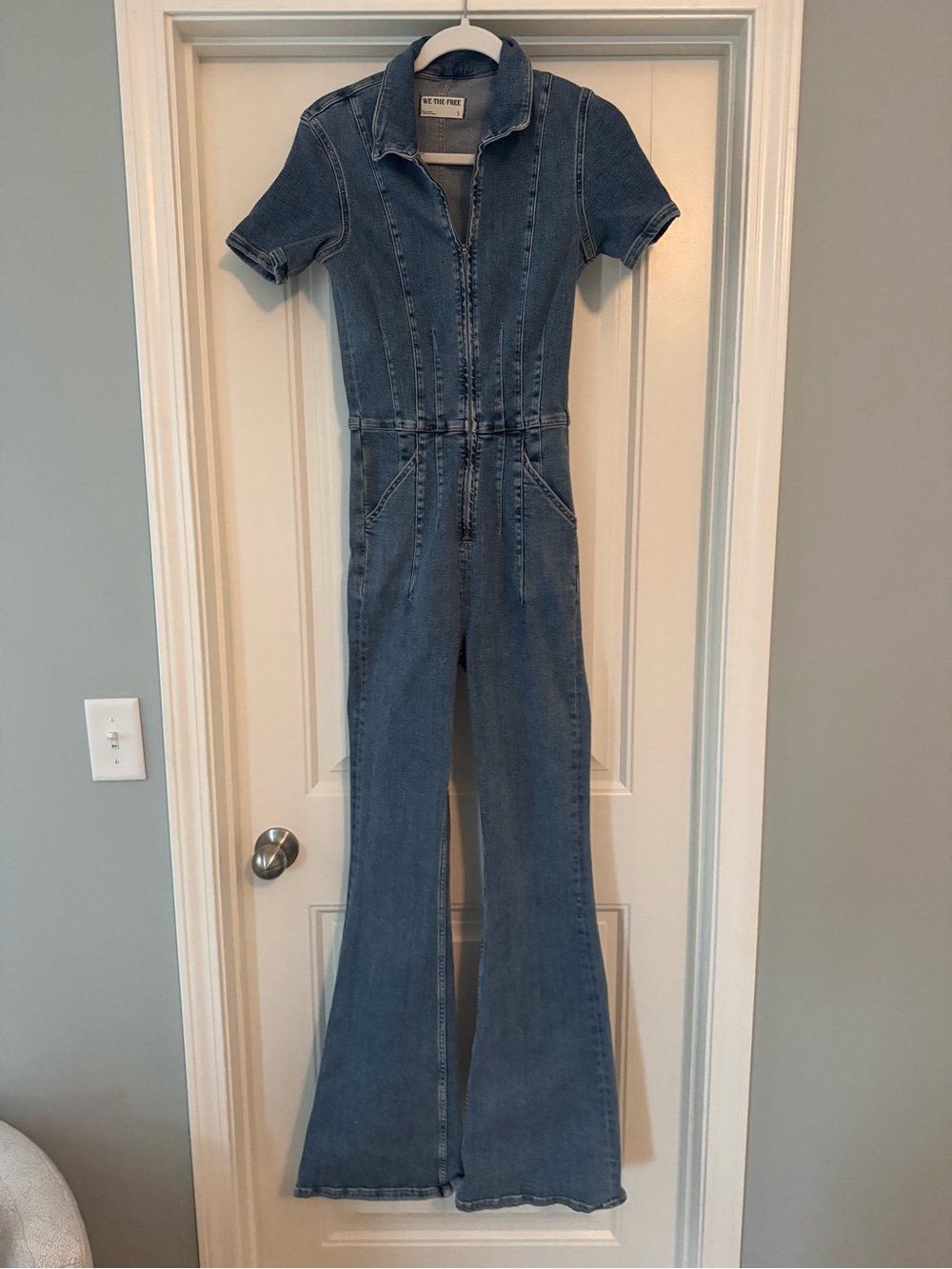 We The Free Flare Denim Jumpsuit - Size Small
